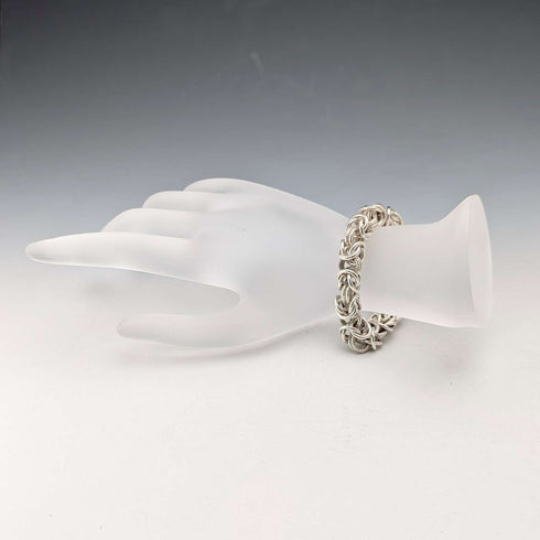 Pulsera de cadena bizantina de plata de ley vintage, 28 g