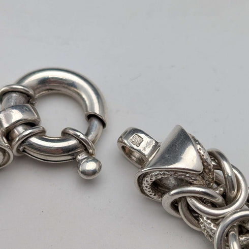 Pulsera de cadena bizantina de plata de ley vintage, 28 g