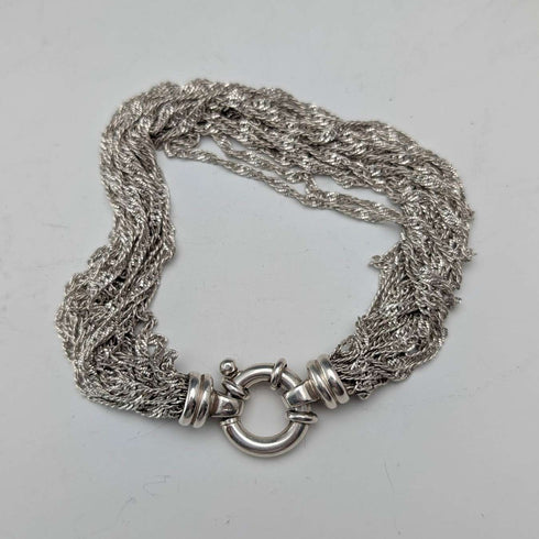 Italian Vintage Sterling Silver Multi-Twist Chain Bracelet, 28g, MILOR