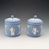 英国复古韦奇伍德(Wedgwood)贾斯珀(Jasperware)茶叶罐一对
