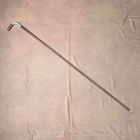 Alrededor de 1900, bastón antiguo inglés, mango en L con eje de madera marrón y decoración de plata esterlina, 92 cm, Julius Klinkhardt