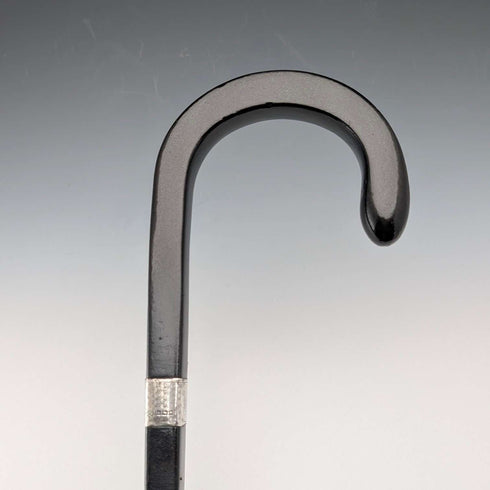 1934 年英國古董方形桿,彎曲手柄,純銀裝飾手杖,85 厘米,J Howell & Co.
