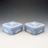Vintage British Wedgwood Jasperware Square Lidded Boxes, Pair, Pale Blue