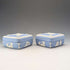 Vintage British Wedgwood Jasperware Square Lidded Boxes, Pair, Pale Blue
