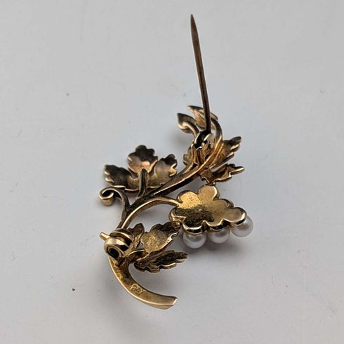 古董9ct金珍珠葡萄胸针(附盒)