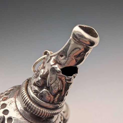 Antique British Sterling Silver "Coral & Bell" Baby Rattle, Whistle, Pacifier