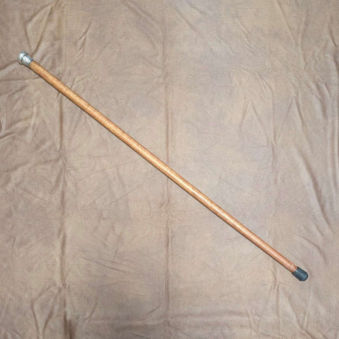 1909年 英国古董 棕色杆身 雕刻纯银朗德尔手柄 手杖 88cm