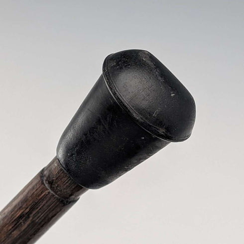 1910年英國古董棕色杖身彎柄純銀裝飾輕便手杖,90厘米