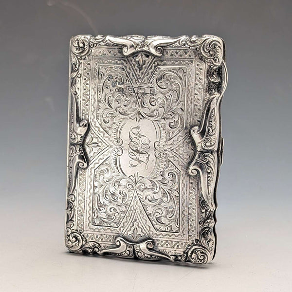 1903年 英国アンティーク 純銀製 両開き型 カードケース E J Houlston