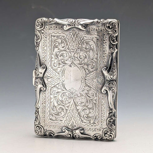 1903年 英国アンティーク 純銀製 両開き型 カードケース E J Houlston