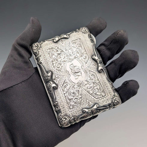 1903年 英国アンティーク 純銀製 両開き型 カードケース E J Houlston