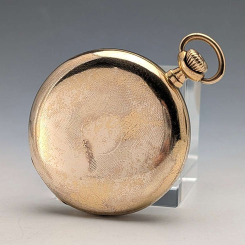 Reloj de bolsillo Omega vintage de alrededor de 1935, caja Denison de frente abierto chapada en oro, en buen estado de funcionamiento