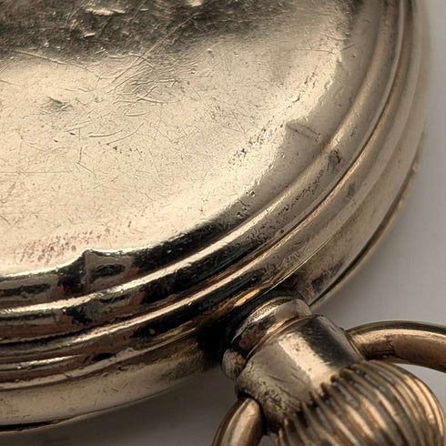 Reloj de bolsillo antiguo inglés Russell de la década de 1910, caja hunter chapada en oro, en buen estado de funcionamiento