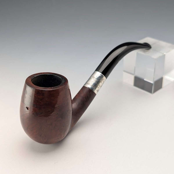 Pipa de colección con adornos de plata de ley, antigua, británica, de 1898, W H Newman Ltd, en estuche.