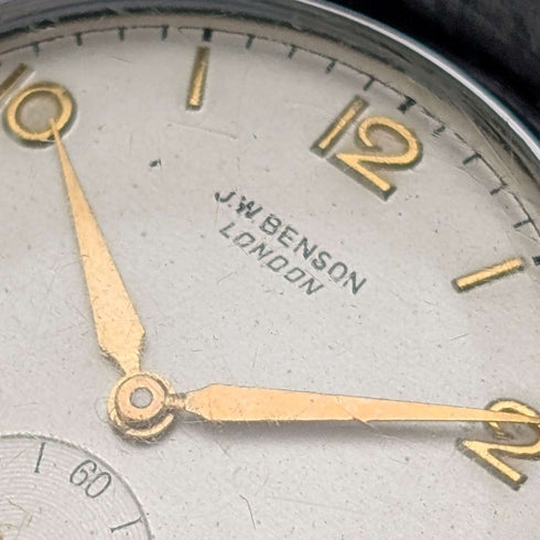 英国ヴィンテージ J.W.Benson 紳士用機械式腕時計 合金ケース 15石 動作良好