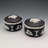 Vintage British Wedgwood Black Jasper Bean-Shaped Box Pair