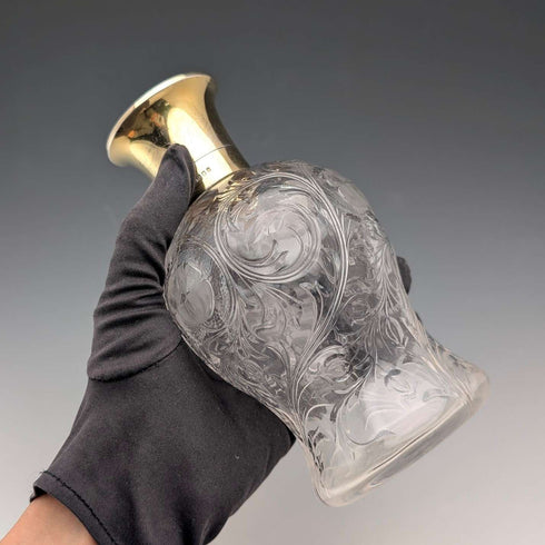 1923年 英国アンティーク 純銀蓋 パフュームボトル ガラス香水瓶 Goldsmiths&Silversmiths