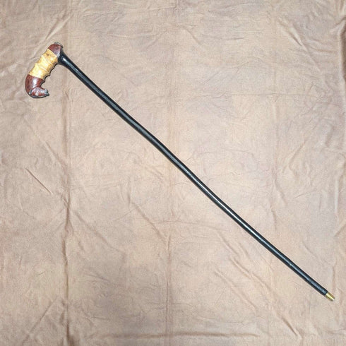 Bastón con mango de escultura de caballo en color, eje negro vintage, 94 cm