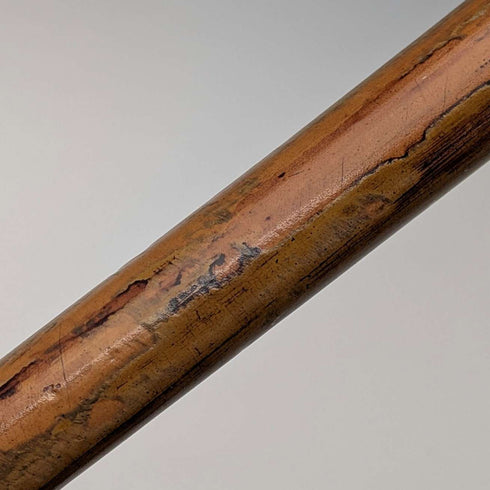 复古棕色杆身弯柄镍带装饰手杖 94cm