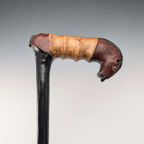 Bastón con mango de escultura de caballo en color, eje negro vintage, 94 cm