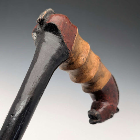 Bastón con mango de escultura de caballo en color, eje negro vintage, 94 cm