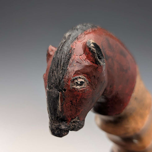 Bastón con mango de escultura de caballo en color, eje negro vintage, 94 cm