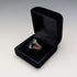 Vintage sterling silver smoky quartz and citrine enamel inlay ring (size 17)