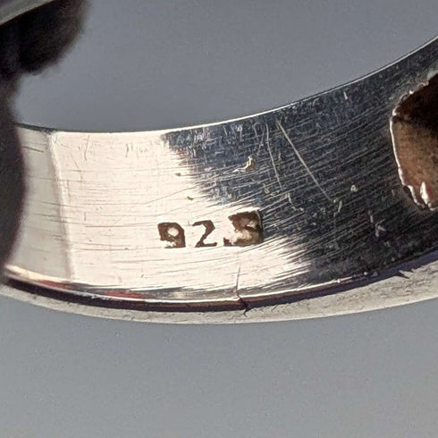 復古純銀石榴石戒指(17號)
