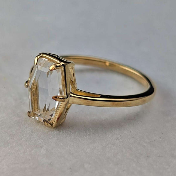 Vintage Gold-Plated Sterling Silver Quartz Ring (Sizes 16-17)
