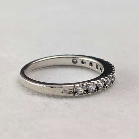 Vintage sterling silver cubic zirconia half eternity ring (size 11)