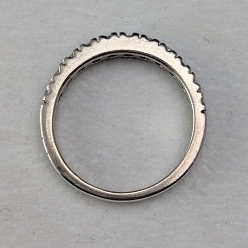 Vintage sterling silver cubic zirconia half eternity ring (size 11)
