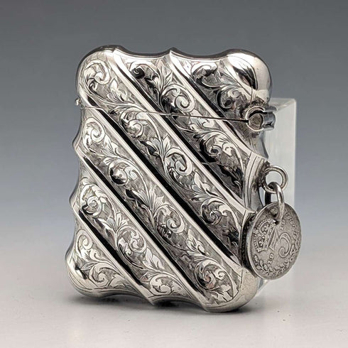 Vesta case de plata de ley antigua inglesa de 1895, 36 g, con moneda de 1919, Thomas Hayes