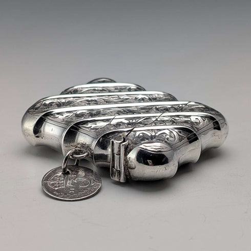 Vesta case de plata de ley antigua inglesa de 1895, 36 g, con moneda de 1919, Thomas Hayes