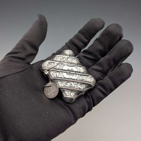 Vesta case de plata de ley antigua inglesa de 1895, 36 g, con moneda de 1919, Thomas Hayes