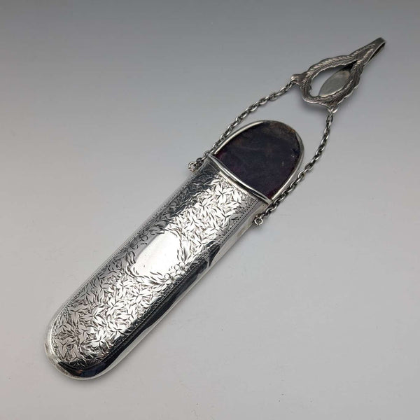 1904년 영국 앤틱 순은 샤틀렌 안경 케이스 61g CHARLES LYSTER & SON