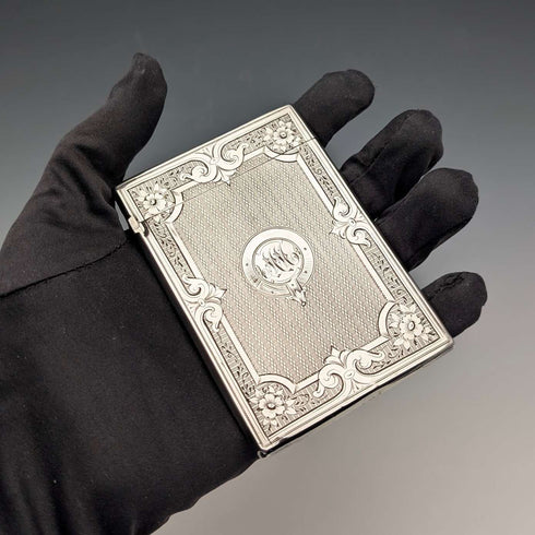 1869年 英国アンティーク 純銀製カードケース 56g ボックス入 Frederick Marson