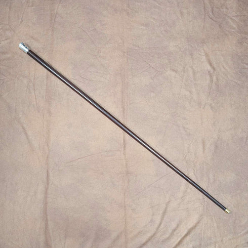 1880年 英国アンティーク ブラウンシャフト 純銀製ロンデルハンドル ステッキ 83cm