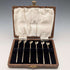 Juego de 6 palillos para cóctel de plata de ley, vintage, Reino Unido 1958, 19 g en total, Walker & Hall, con estuche.