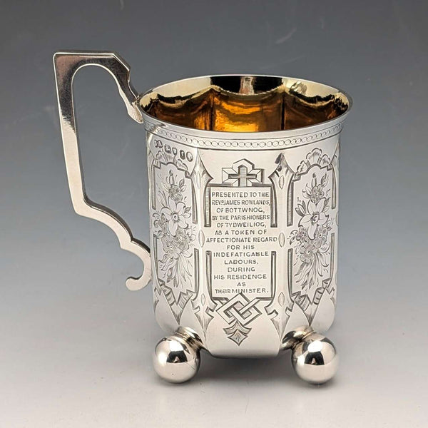 1858년 영국 앤틱 순은 머그컵 148g Joseph Angell II