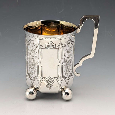 1858 British Antique Sterling Silver Mug, 148g, Joseph Angell II
