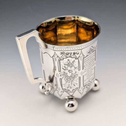 1858 British Antique Sterling Silver Mug, 148g, Joseph Angell II