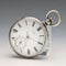 Reloj de bolsillo inglés antiguo de 1864, John Bennett, de cuerda con llave, caja de plata, esfera abierta, en buen estado de funcionamiento.