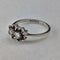 Anillo vintage británico de plata de ley con doble racimo azul y transparente (talla 11)