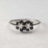 Anillo vintage británico de plata de ley con doble racimo azul y transparente (talla 11)