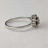 Anillo vintage británico de plata de ley con doble racimo azul y transparente (talla 11)