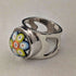 Anillo vintage escocés de plata de ley y cristal de Caithness con diseño millefiori (talla 15)