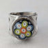 Anillo vintage escocés de plata de ley y cristal de Caithness con diseño millefiori (talla 15)