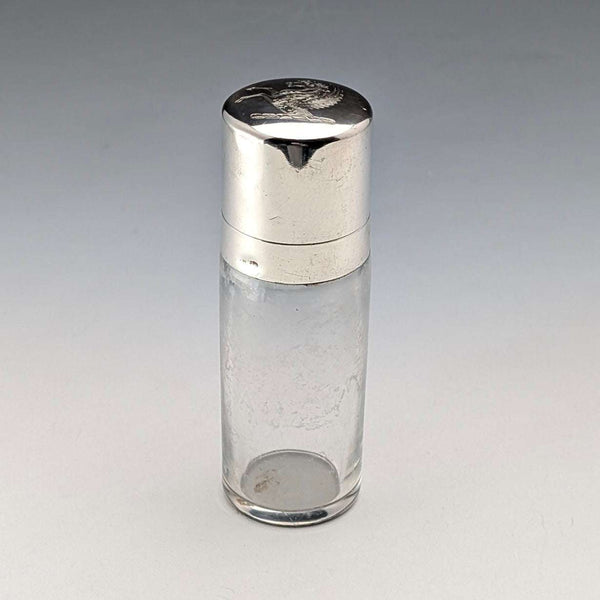 1879年 英国アンティーク 純銀製ペガサス紋章蓋 ガラス香水瓶 Thomas Johnson I/II