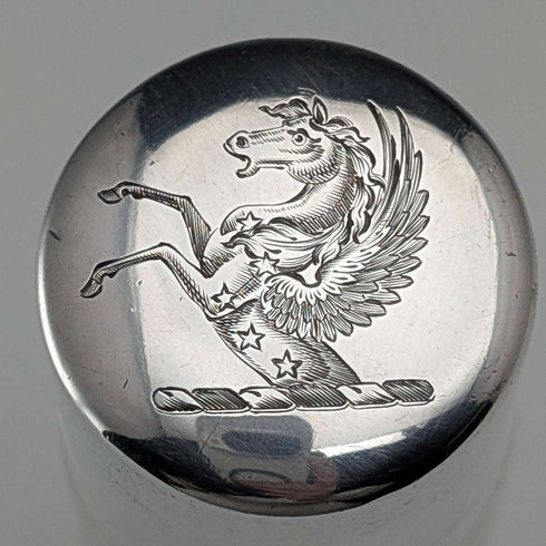 1879年 英国古董 纯银盖飞马纹章玻璃香水瓶 Thomas Johnson I/II