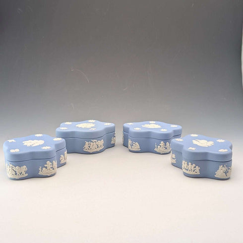 Vintage British Wedgwood Jasperware Star-Shaped Box Set of 4, Pale Blue